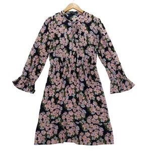 J Crew Mercantile Floral Print Long Sleeve Tie Neck Midi Dress Women's M